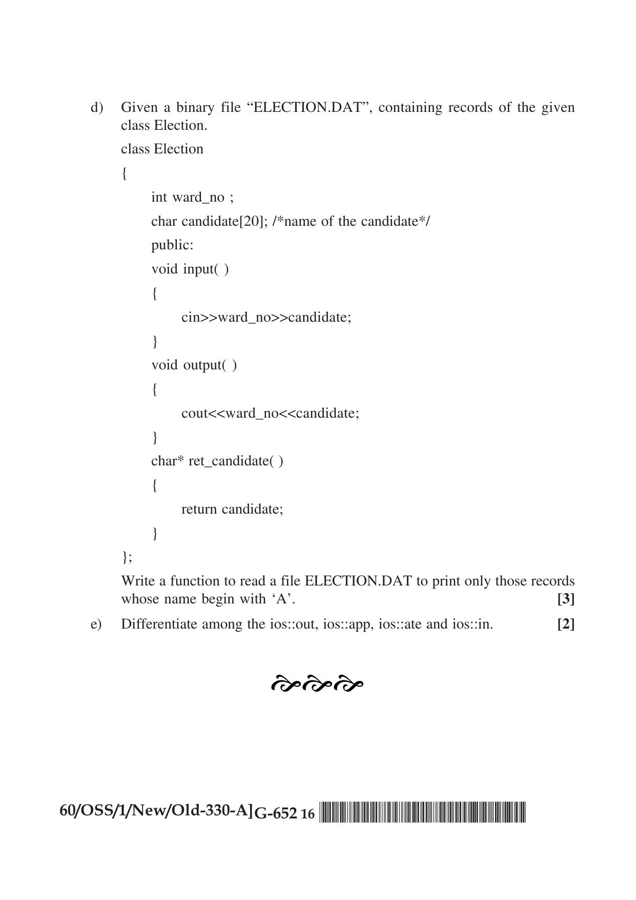 NIOS Jan-Feb 2021 Class 12 Computer Science (SET A) Question Paper - Page 16