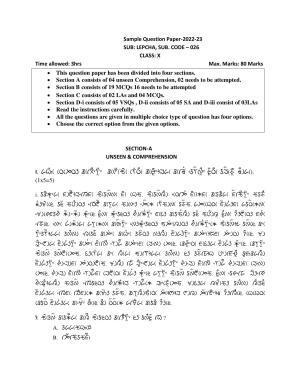 CBSE Class 10 Lepcha Sample Papers 2023