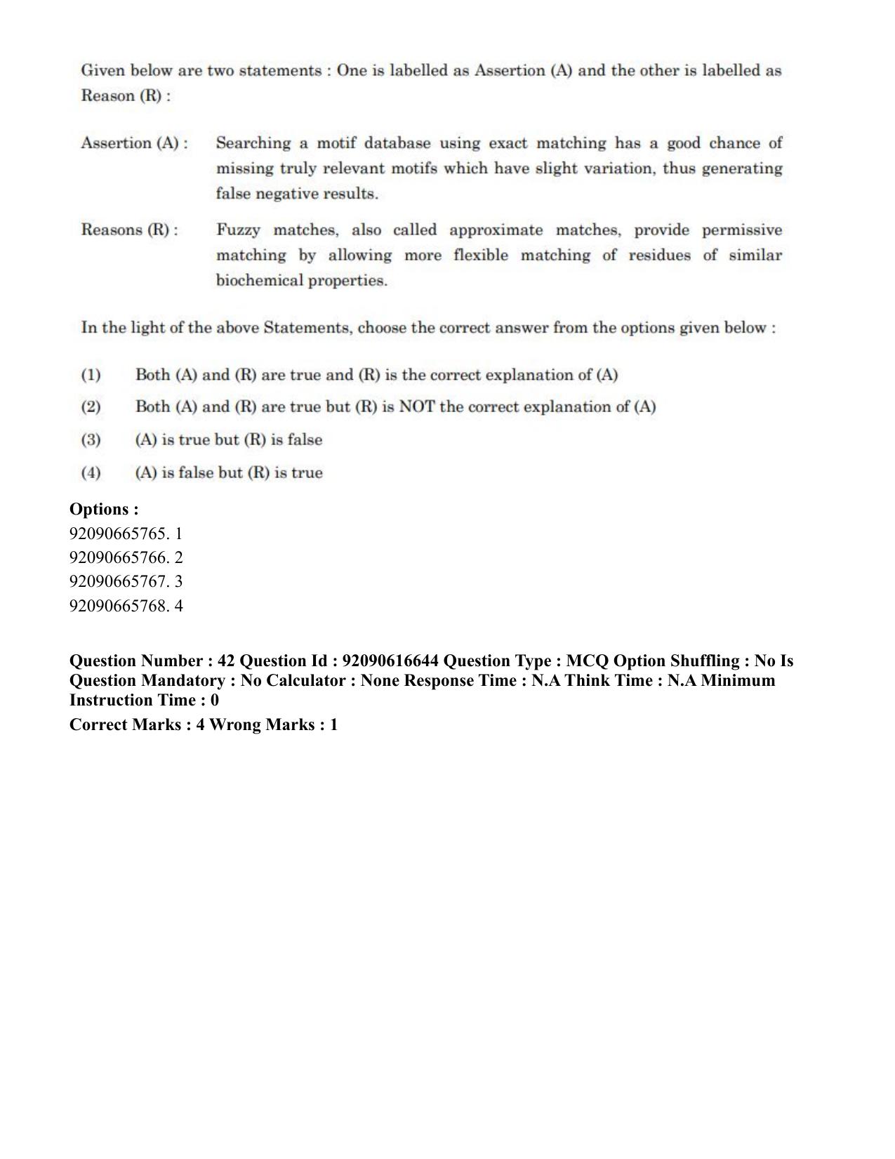 CUET PG 2023: SCQP06 – Bioinformatics(ENG)-shift 1 (14-06-2023) Question Paper - Page 41