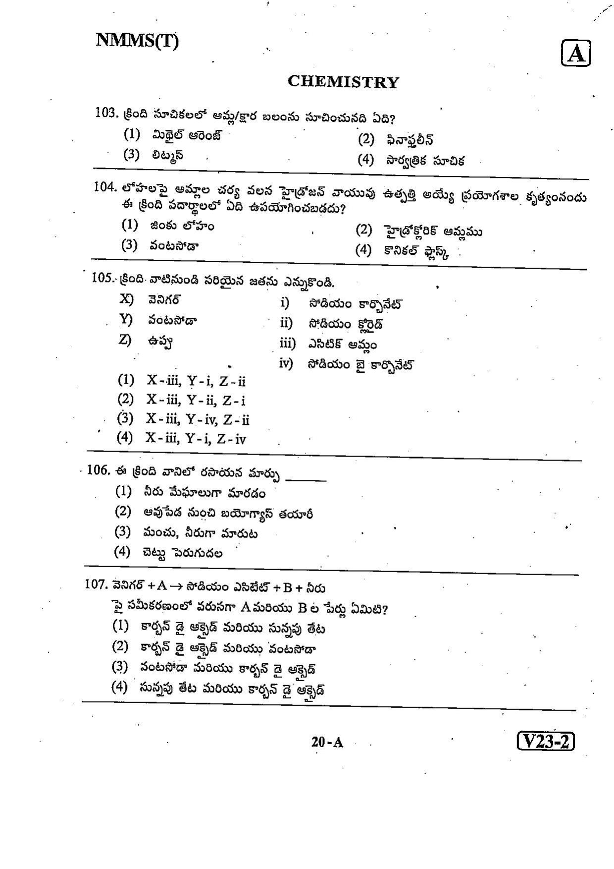 NMMS Question Papers FEBRUARY 2023 (Telugu Medium) - Page 20
