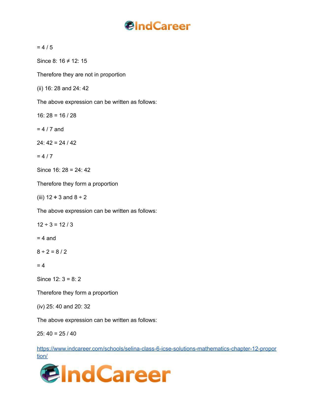 Selina Class 6 ICSE Solutions Mathematics : Chapter 12- Proportion - Page 3