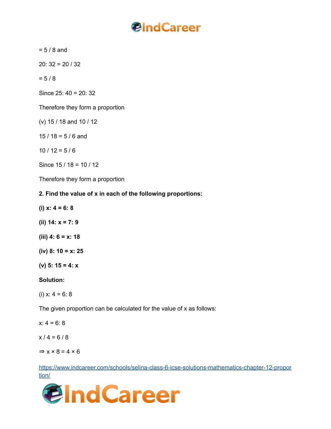 Selina Class 6 ICSE Solutions Mathematics : Chapter 12- Proportion - Page 4