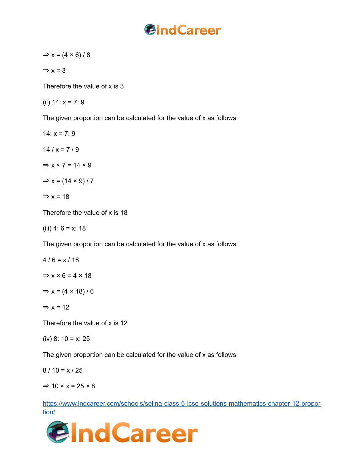 Selina Class 6 ICSE Solutions Mathematics : Chapter 12- Proportion - Page 5