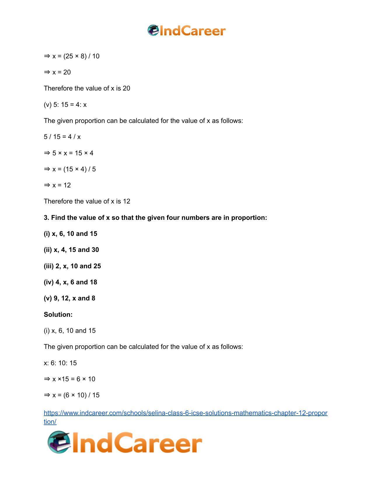 Selina Class 6 ICSE Solutions Mathematics : Chapter 12- Proportion - Page 6