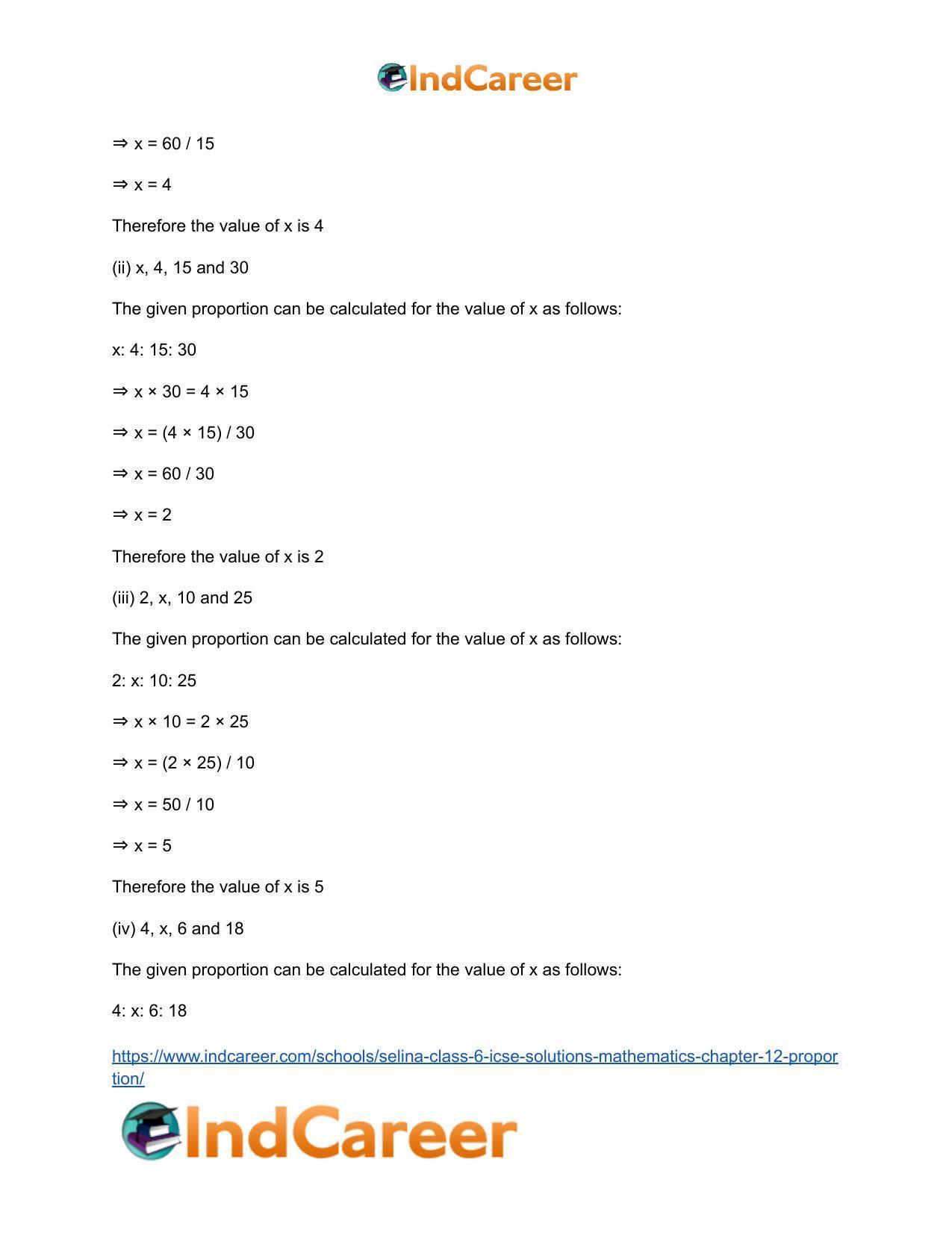 Selina Class 6 ICSE Solutions Mathematics : Chapter 12- Proportion - Page 7