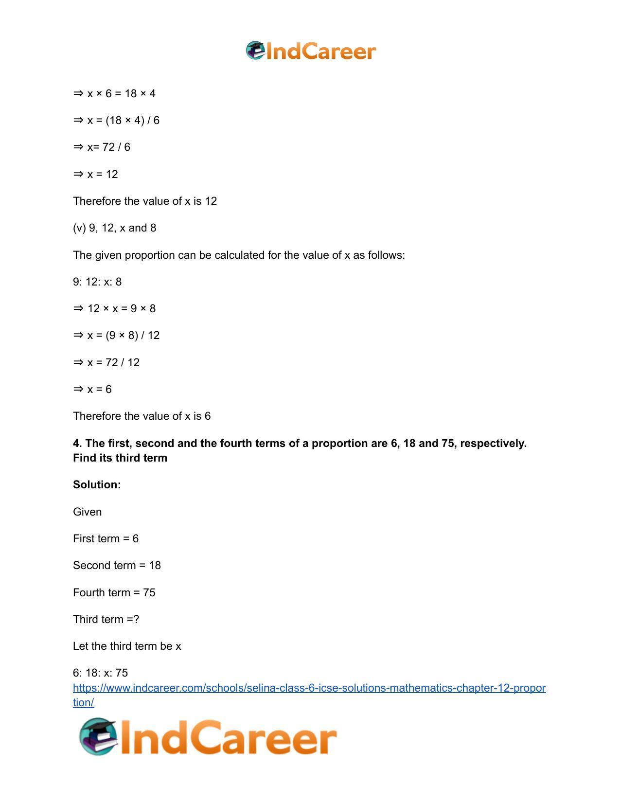 Selina Class 6 ICSE Solutions Mathematics : Chapter 12- Proportion - Page 8
