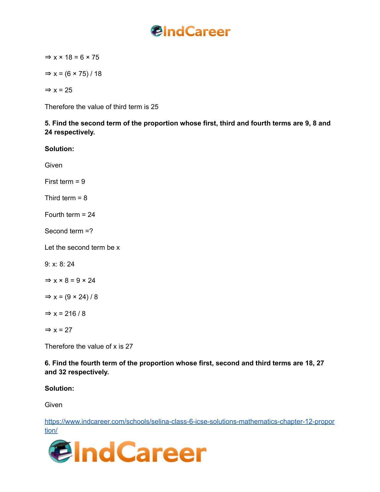Selina Class 6 ICSE Solutions Mathematics : Chapter 12- Proportion - Page 9