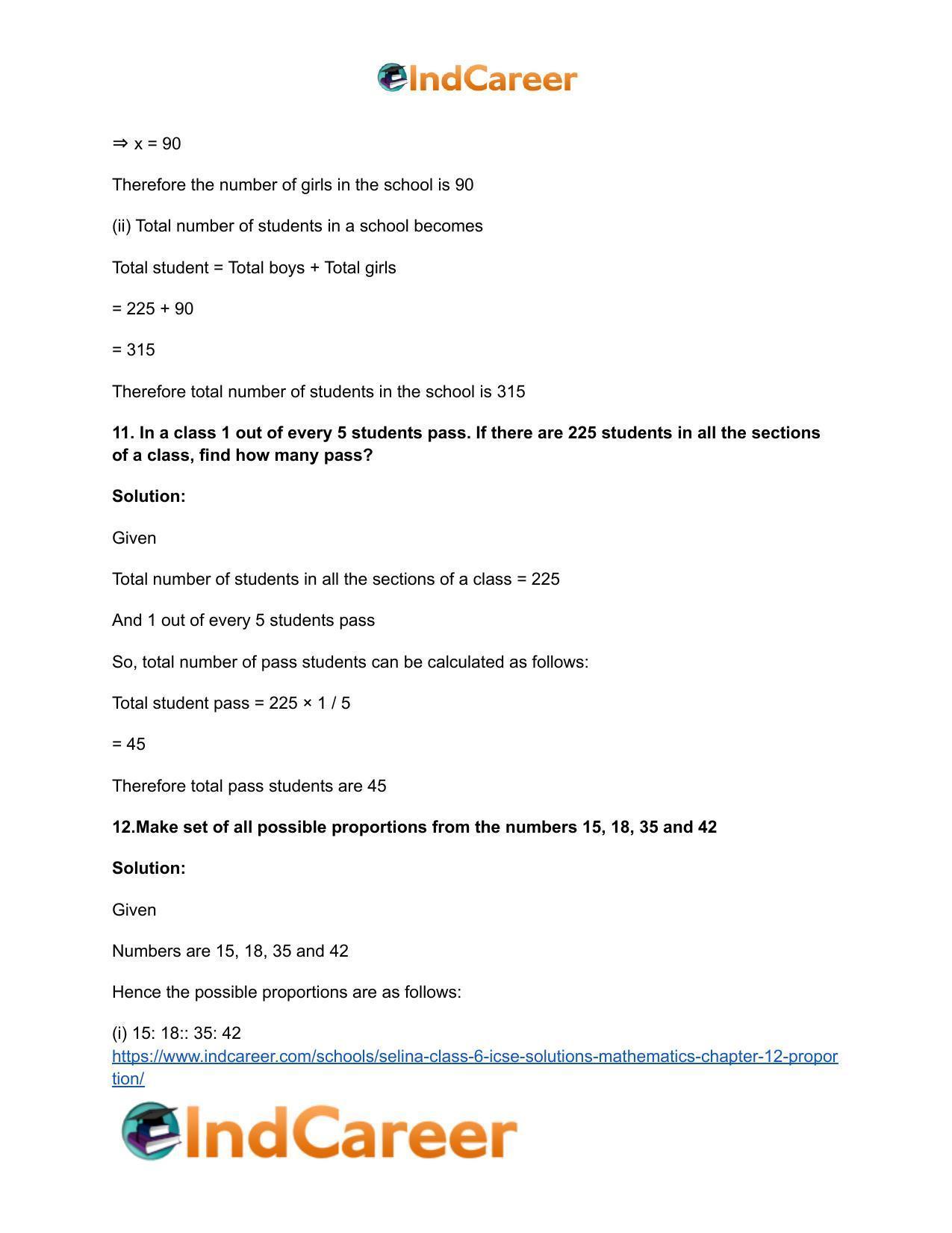 Selina Class 6 ICSE Solutions Mathematics : Chapter 12- Proportion - Page 13