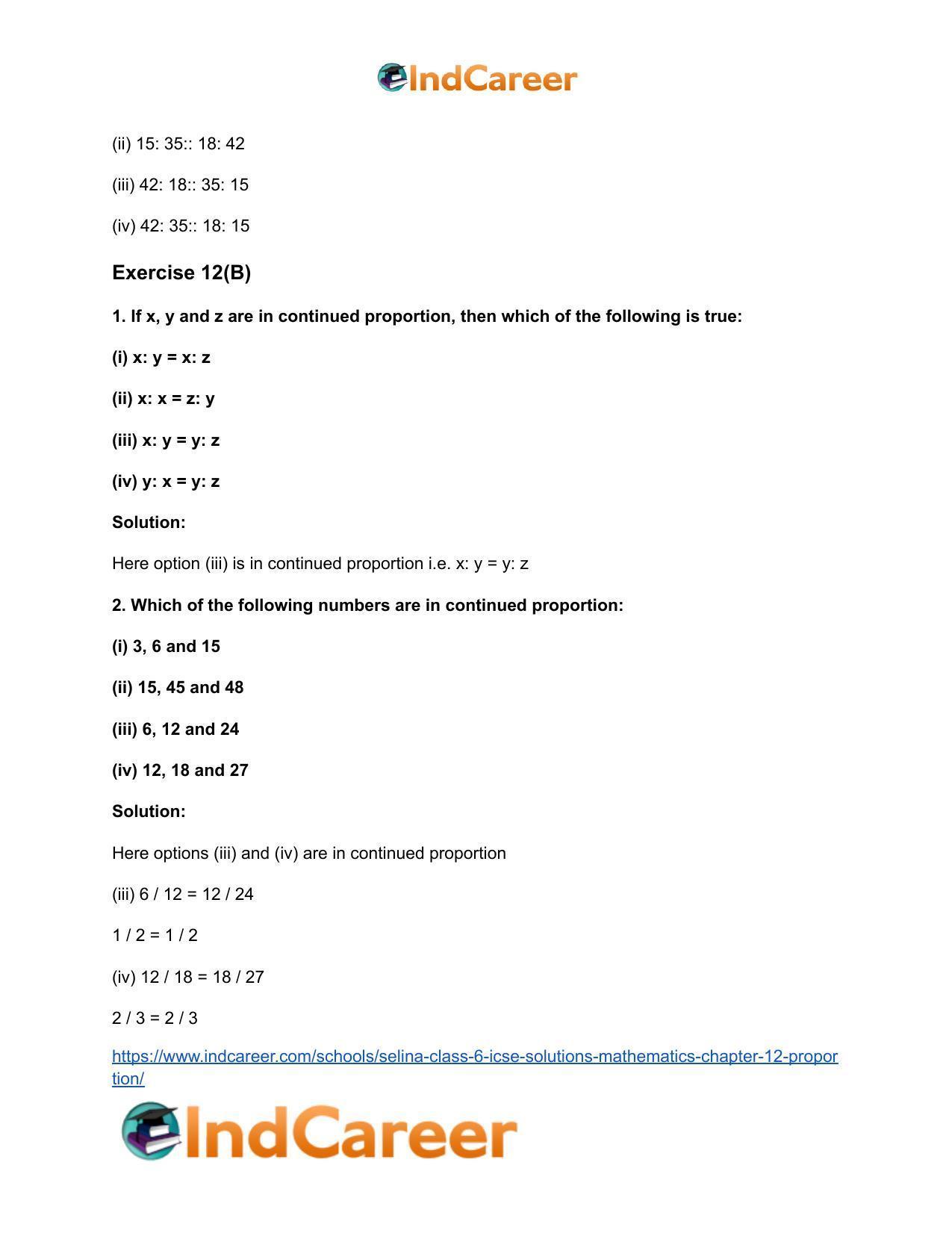Selina Class 6 ICSE Solutions Mathematics : Chapter 12- Proportion - Page 14