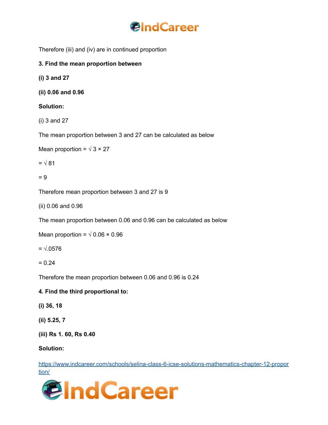 Selina Class 6 ICSE Solutions Mathematics : Chapter 12- Proportion - Page 15