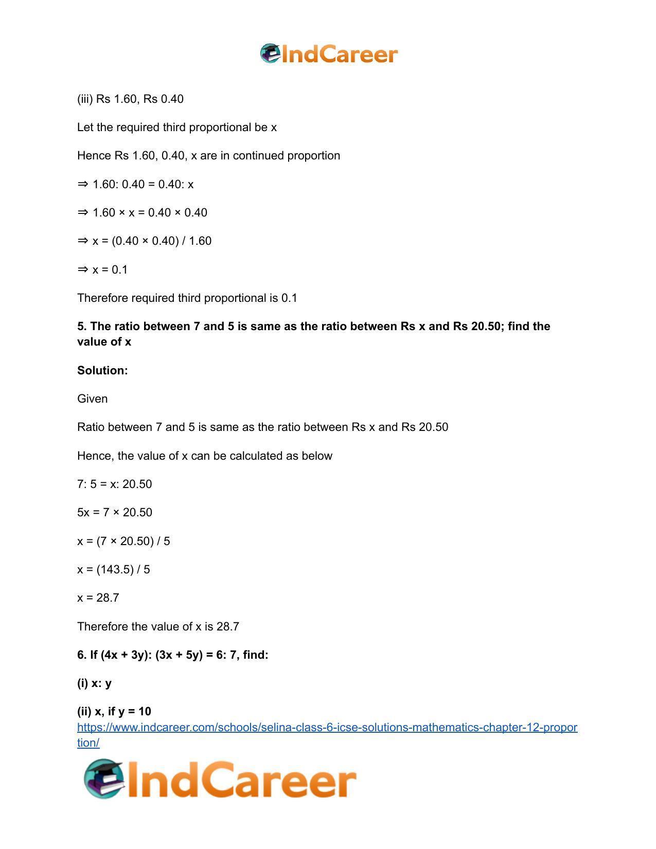 Selina Class 6 ICSE Solutions Mathematics : Chapter 12- Proportion - Page 17