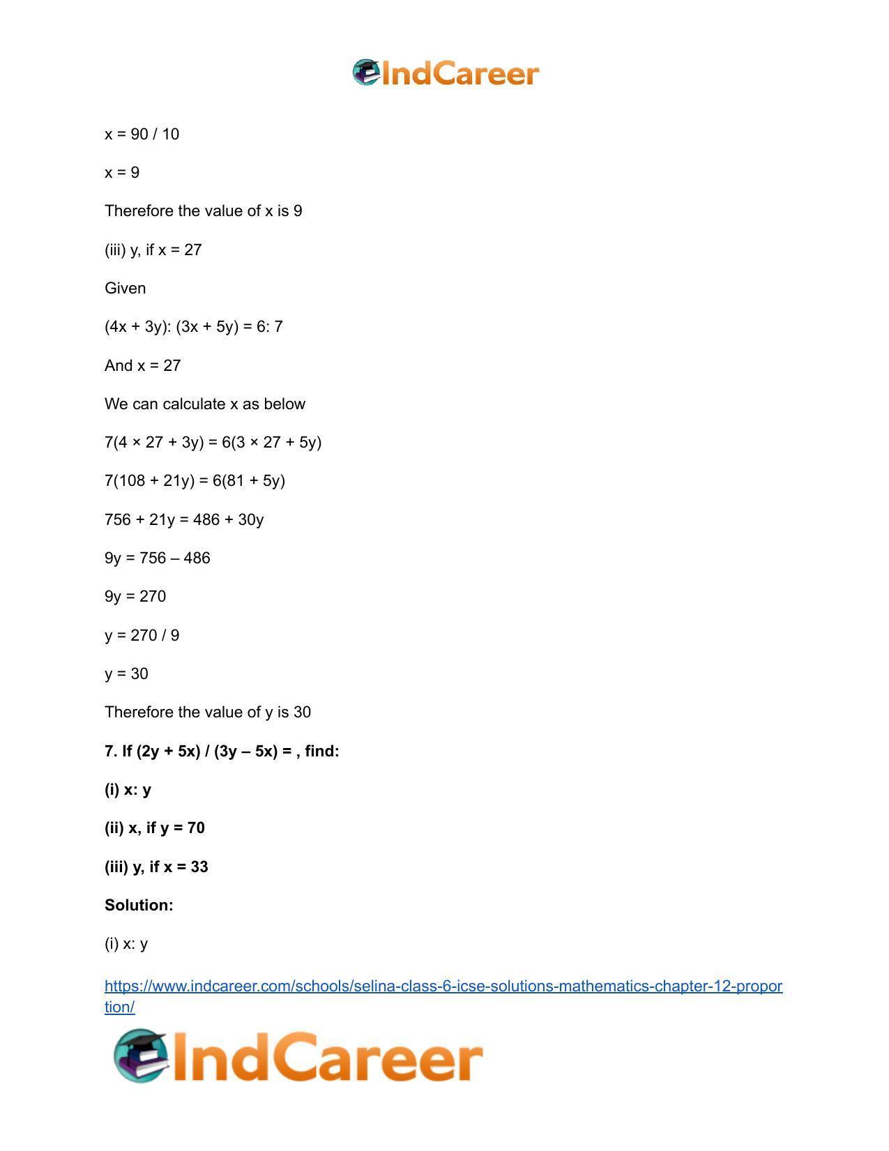 Selina Class 6 ICSE Solutions Mathematics : Chapter 12- Proportion - Page 19