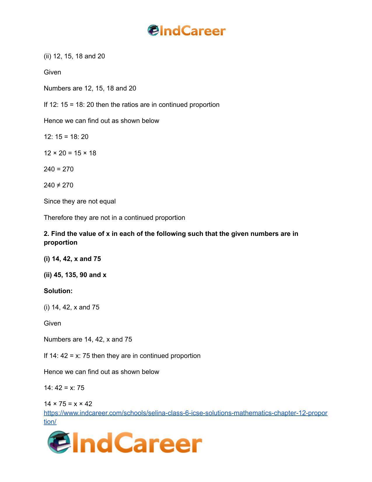 Selina Class 6 ICSE Solutions Mathematics : Chapter 12- Proportion - Page 23