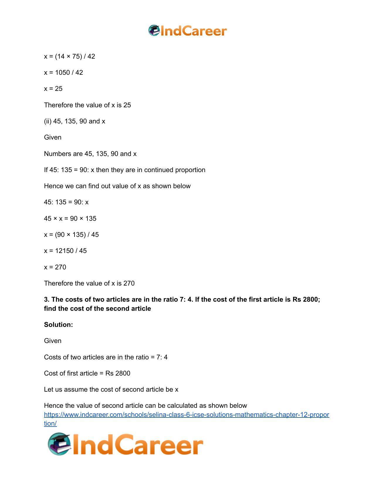 Selina Class 6 ICSE Solutions Mathematics : Chapter 12- Proportion - Page 24