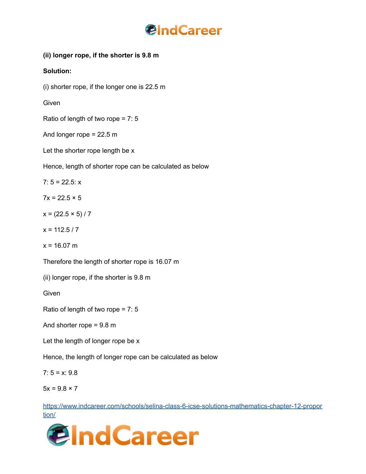 Selina Class 6 ICSE Solutions Mathematics : Chapter 12- Proportion - Page 29