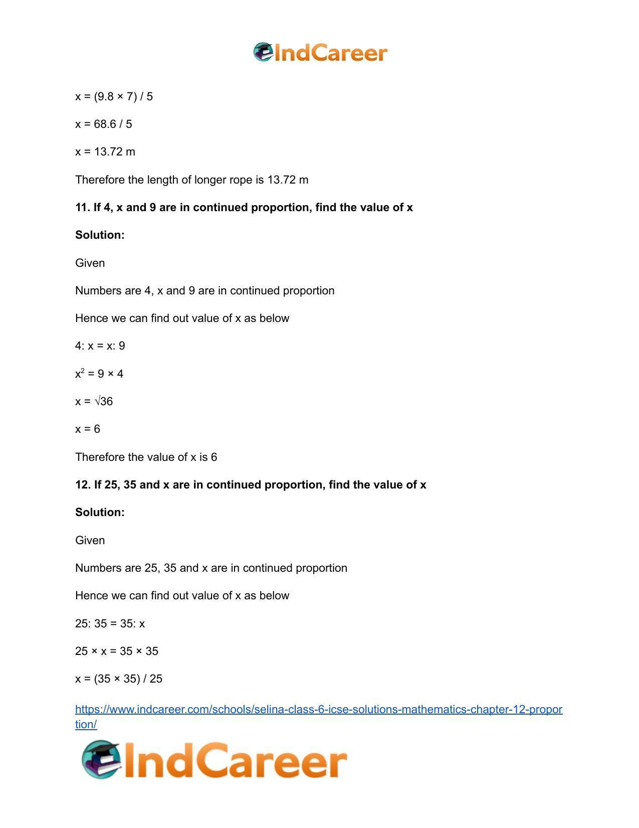 Selina Class 6 ICSE Solutions Mathematics : Chapter 12- Proportion - Page 30