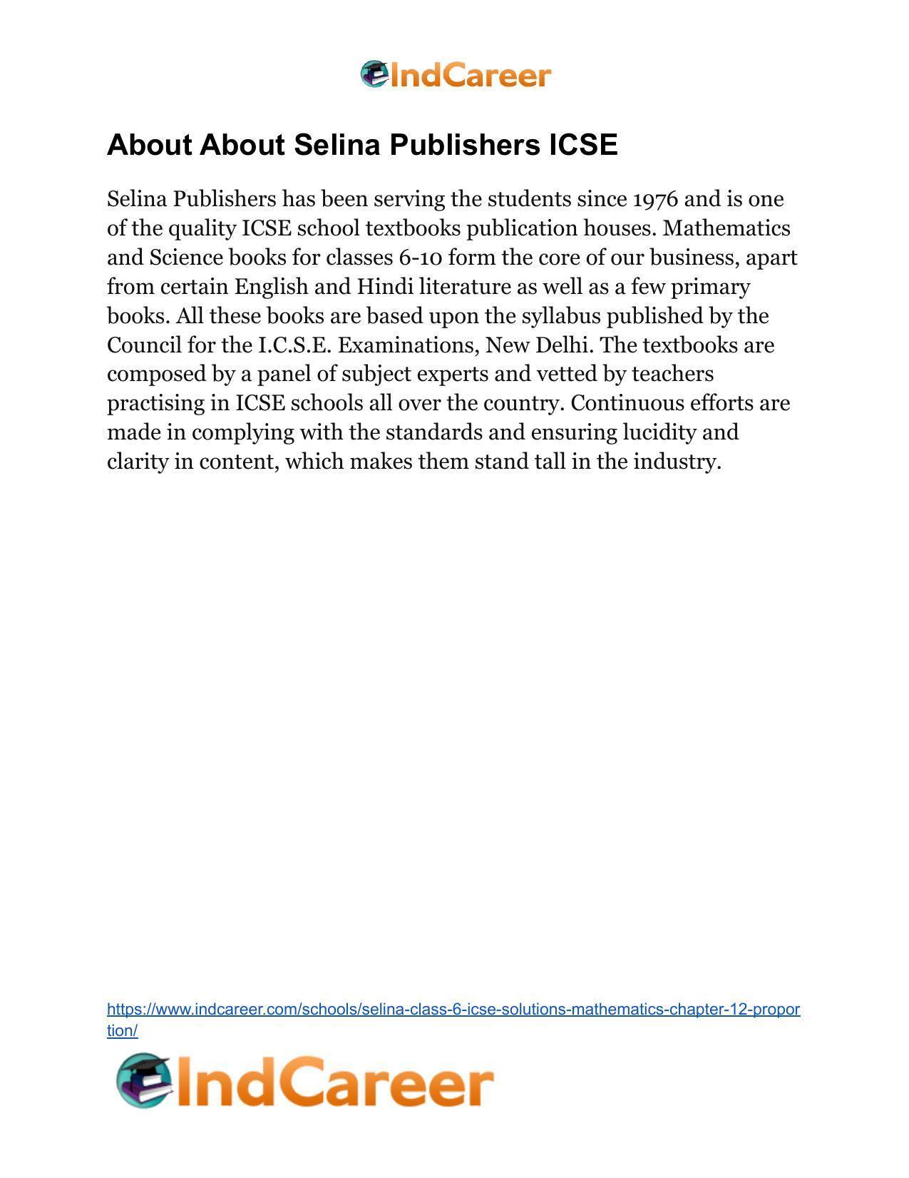 Selina Class 6 ICSE Solutions Mathematics : Chapter 12- Proportion - Page 34
