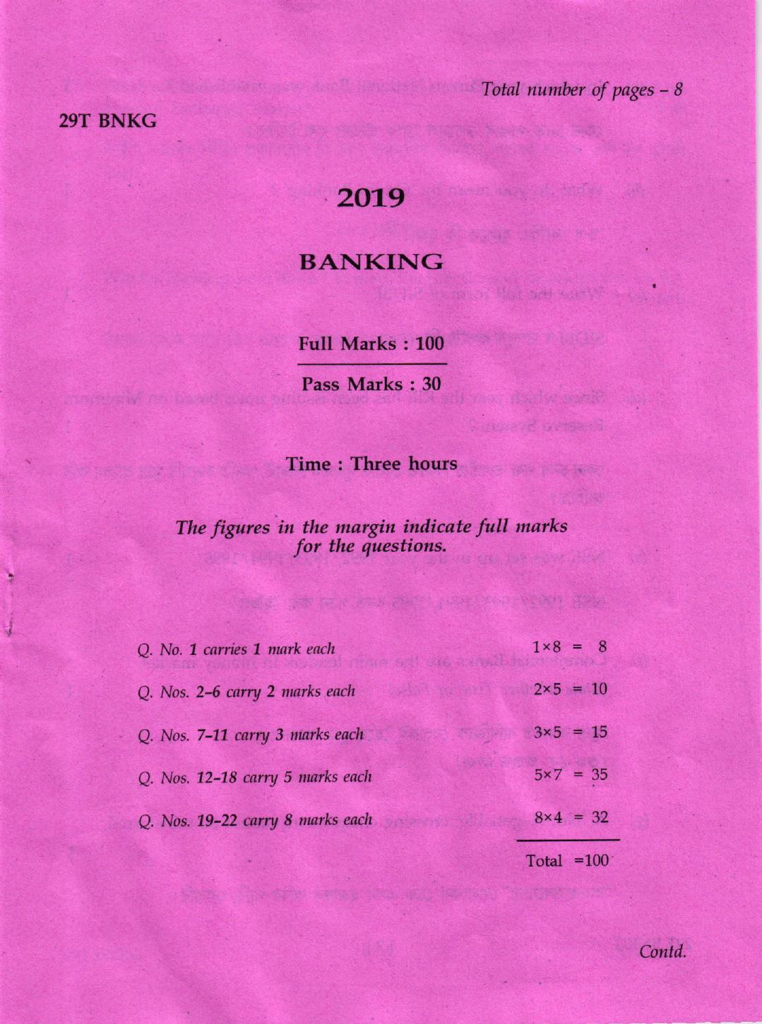 AHSEC Class 12 Banking 2019 Question Papers  - Page 1