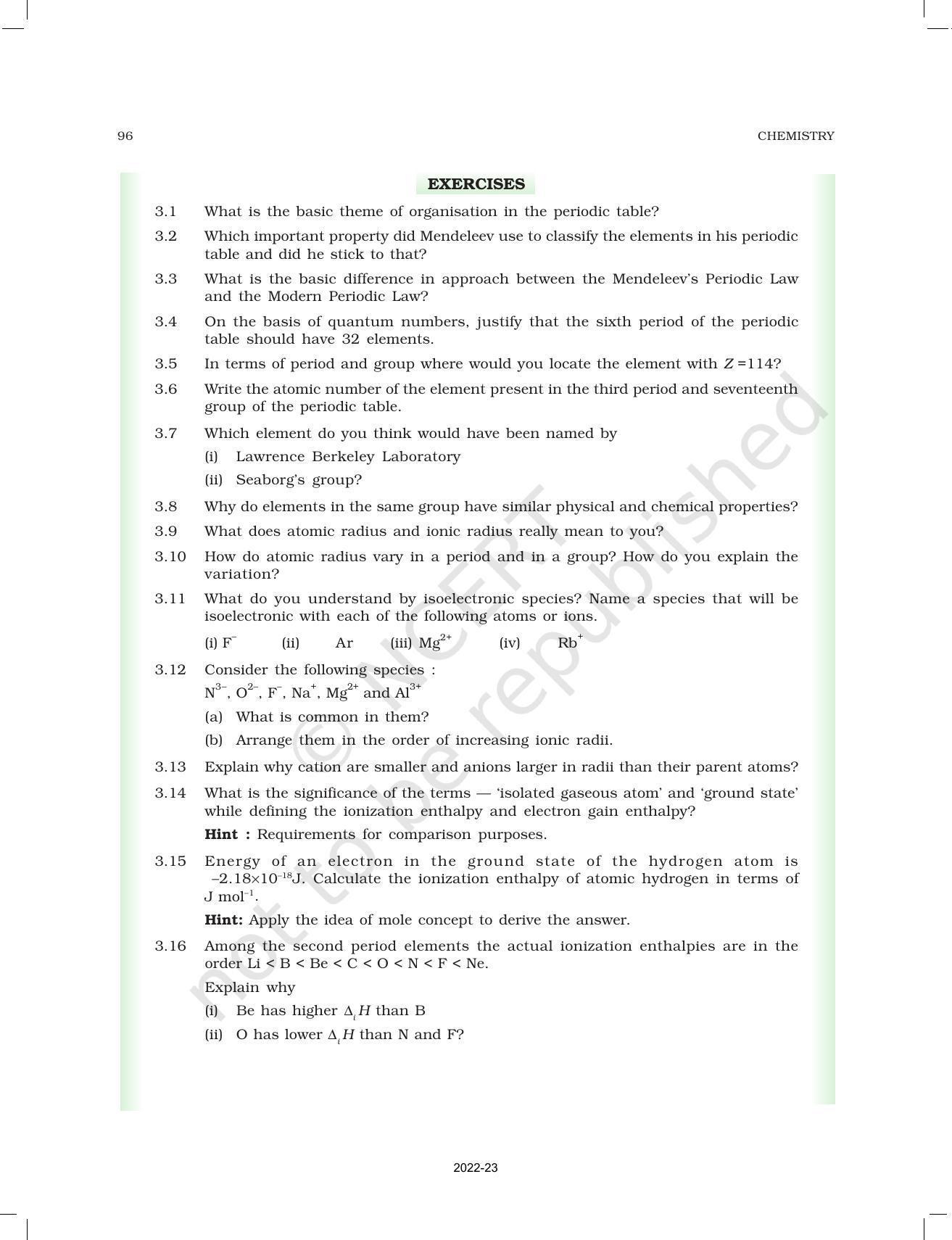 NCERT Book for Class 11 Chemistry Chapter 3 Classification of Elements and Periodicity in Properties - Page 23