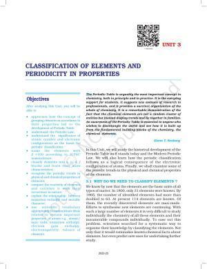 NCERT Book for Class 11 Chemistry Chapter 3 Classification of Elements and Periodicity in Properties