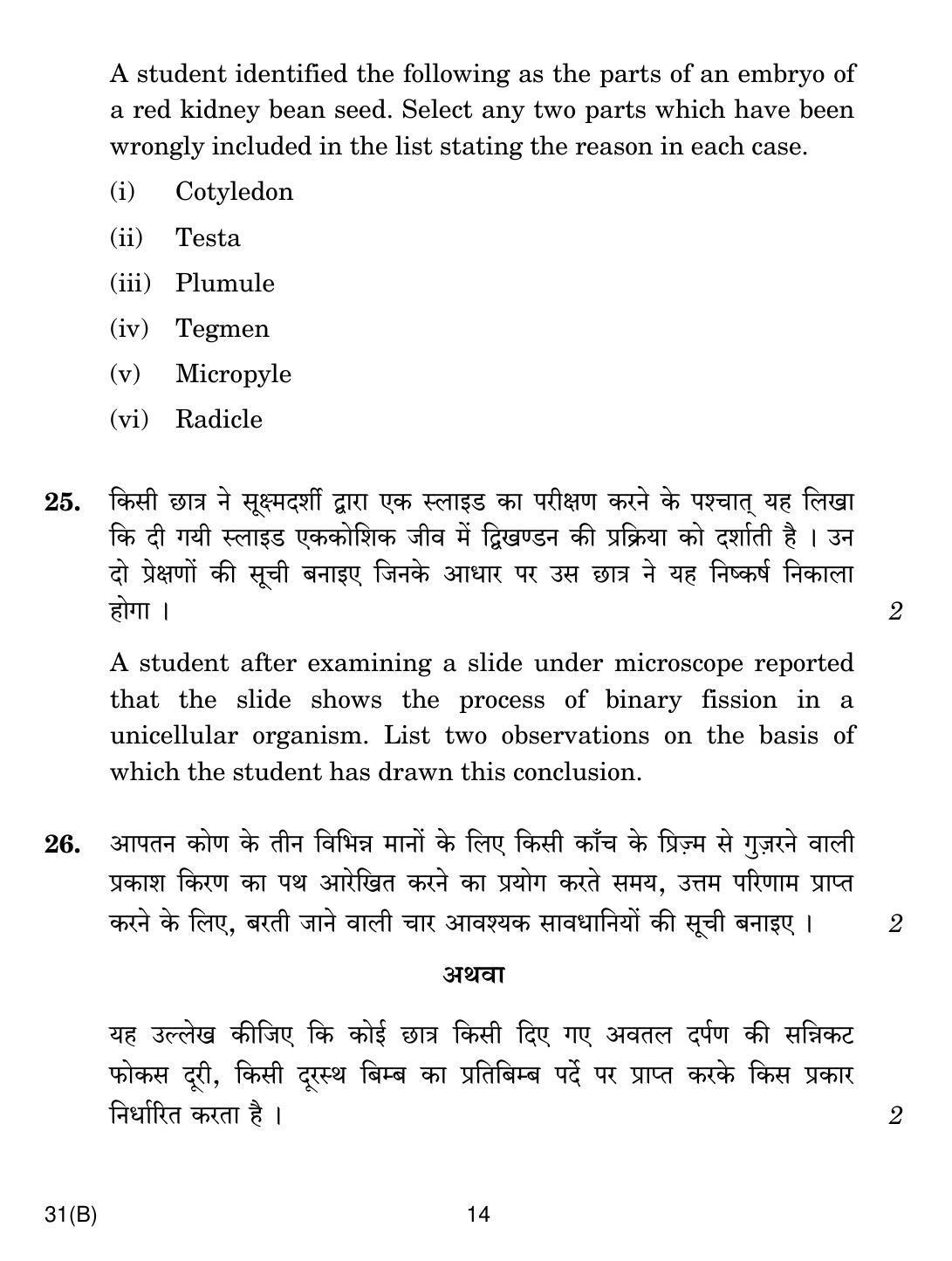 CBSE Class 10 31(B) SCIENCE For Blind Candidates 2019 Compartment Question Paper - Page 14