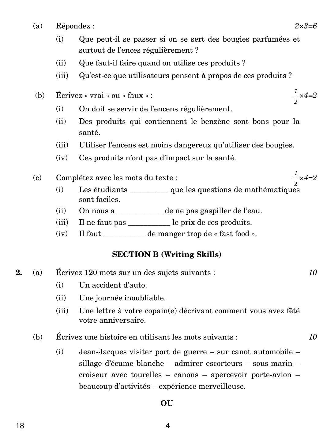 CBSE Class 12 18 FRENCH 2018 Question Paper - Page 4