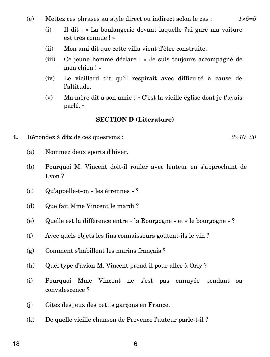 CBSE Class 12 18 FRENCH 2018 Question Paper - Page 6