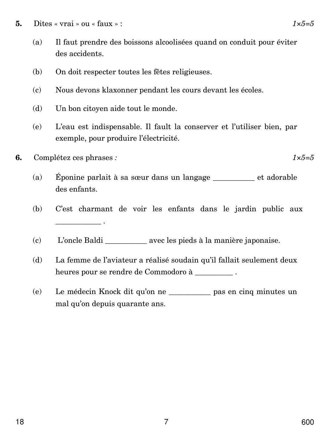 CBSE Class 12 18 FRENCH 2018 Question Paper - Page 7