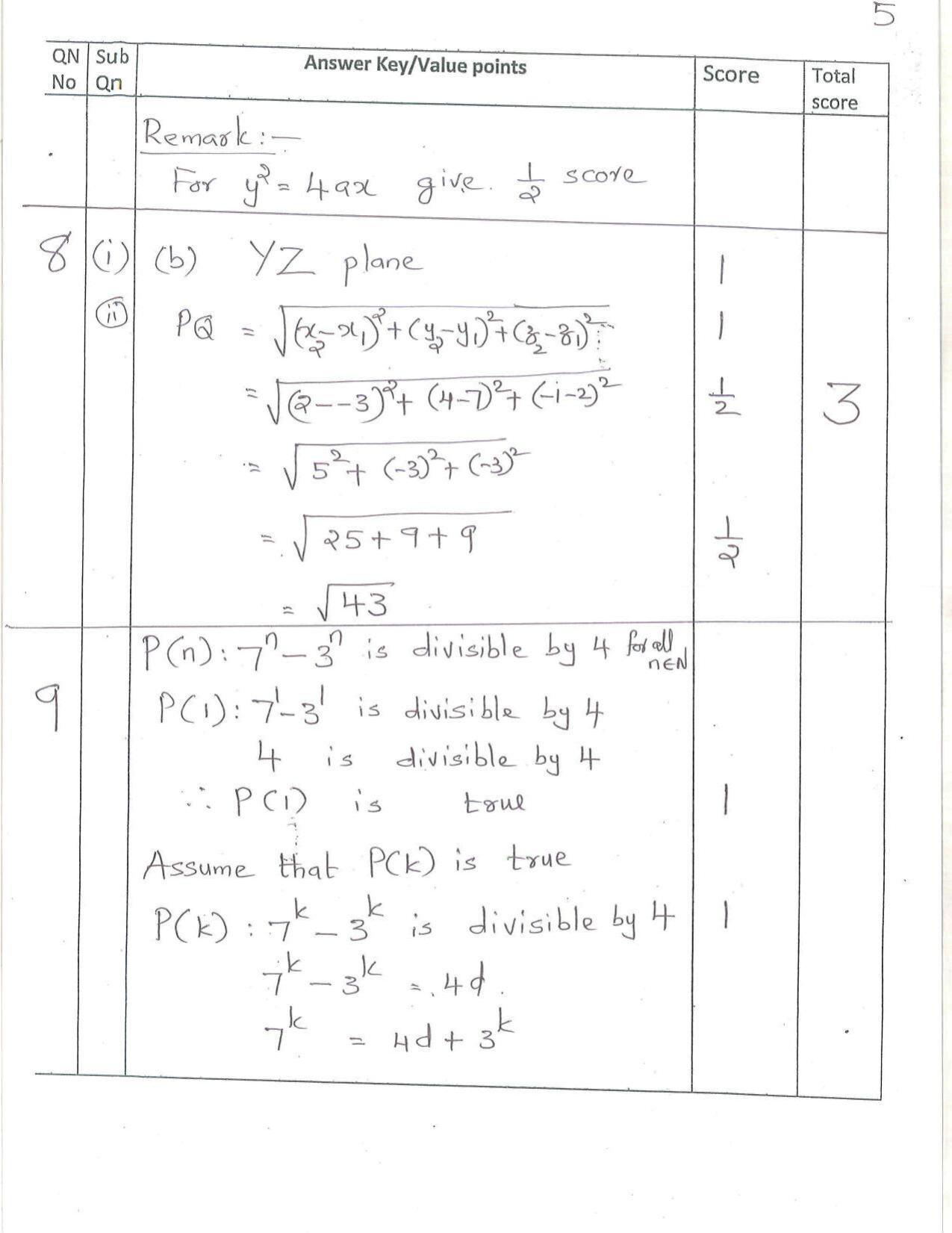 Kerala Plus One (Class 11th) Mathematics-Science Answer Key 2021 - Page 5
