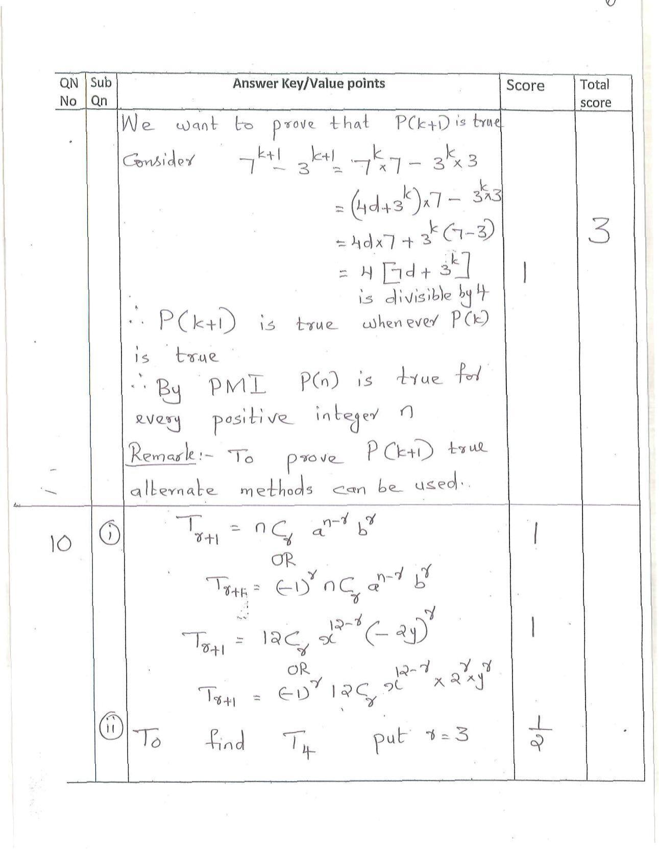 Kerala Plus One (Class 11th) Mathematics-Science Answer Key 2021 - Page 6
