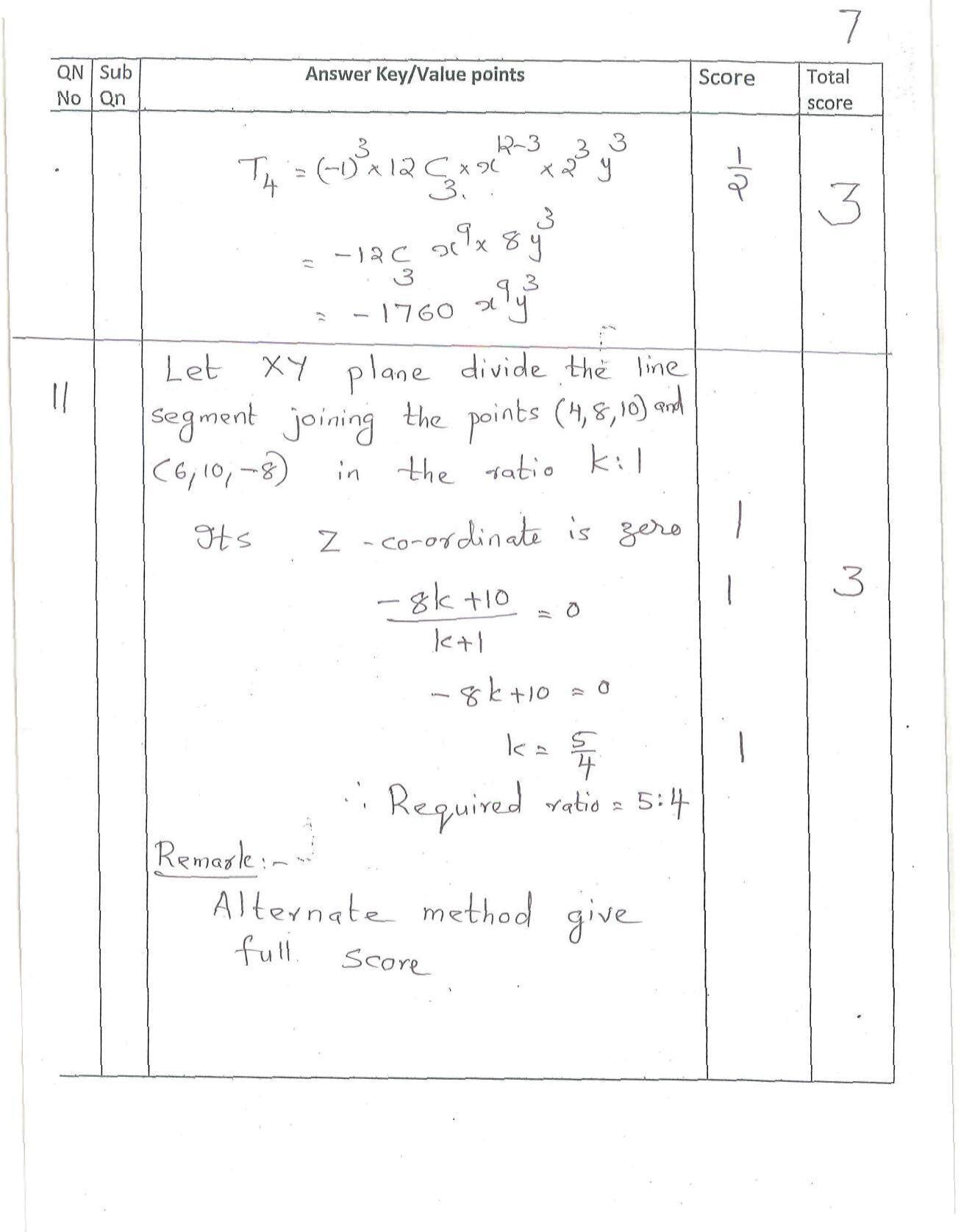 Kerala Plus One (Class 11th) Mathematics-Science Answer Key 2021 - Page 7