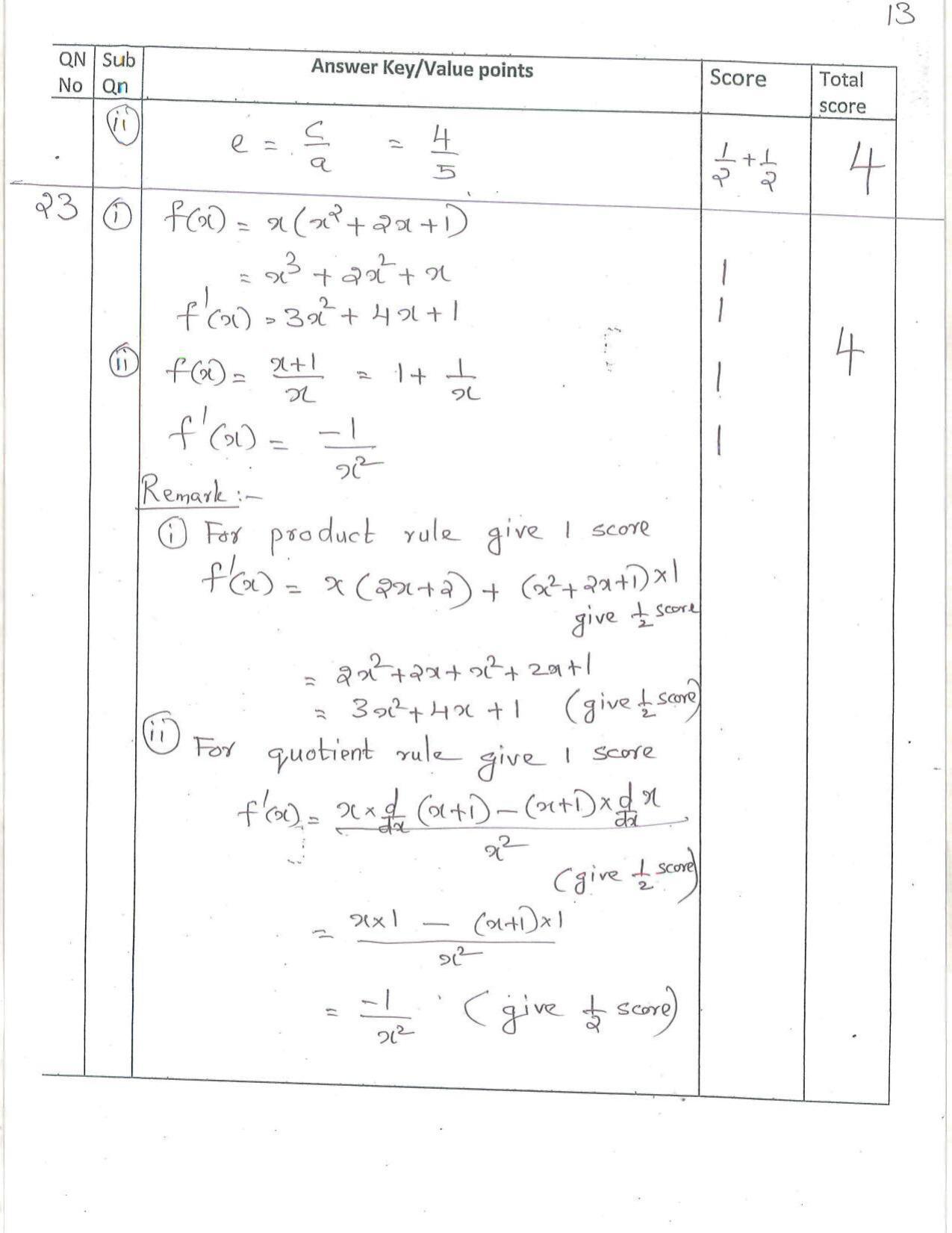 Kerala Plus One (Class 11th) Mathematics-Science Answer Key 2021 - Page 13