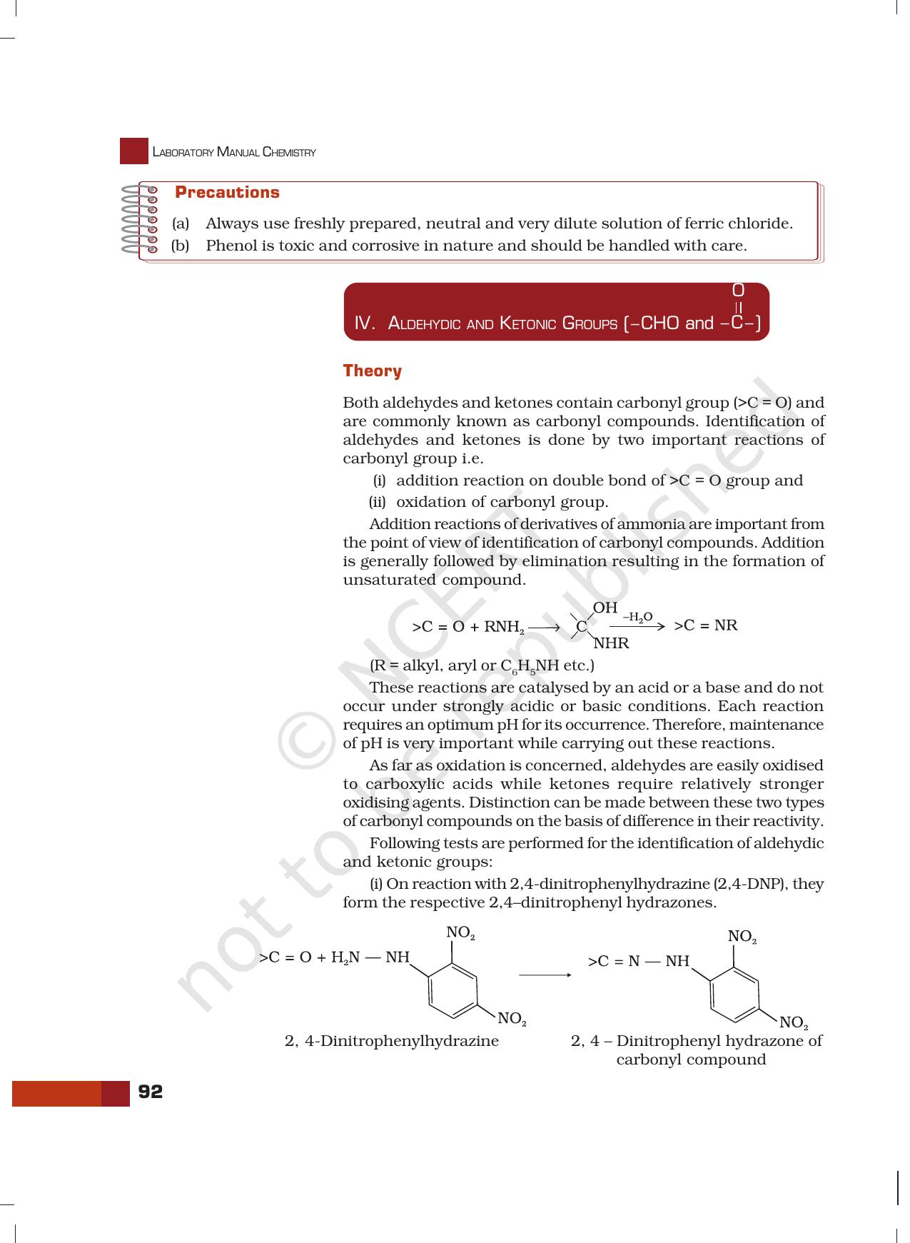 NCERT Laboratory Manuals for Class XII Chemistry - Unit 8 (Tests for Functional Groups in Organic Compounds) - Page 7