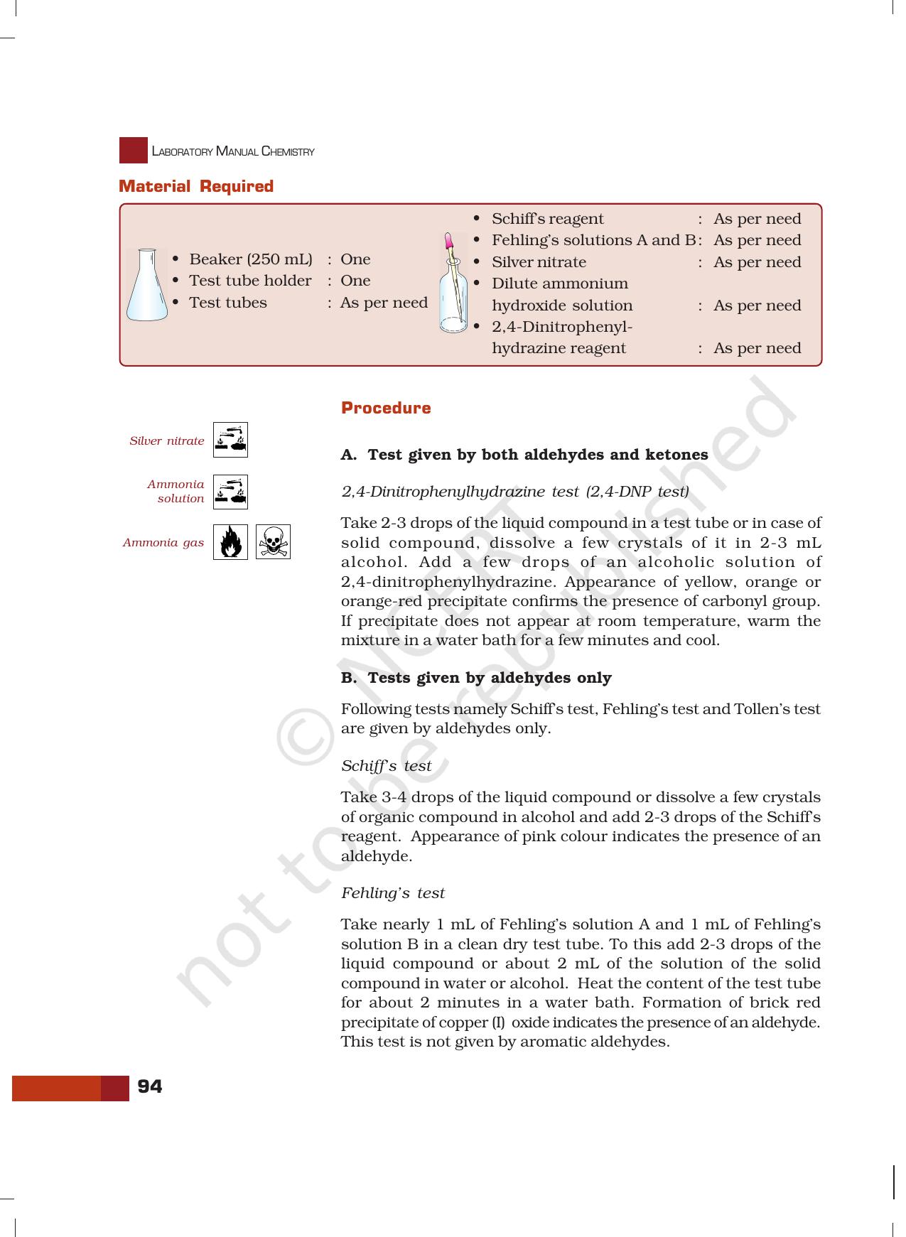 NCERT Laboratory Manuals for Class XII Chemistry - Unit 8 (Tests for Functional Groups in Organic Compounds) - Page 9