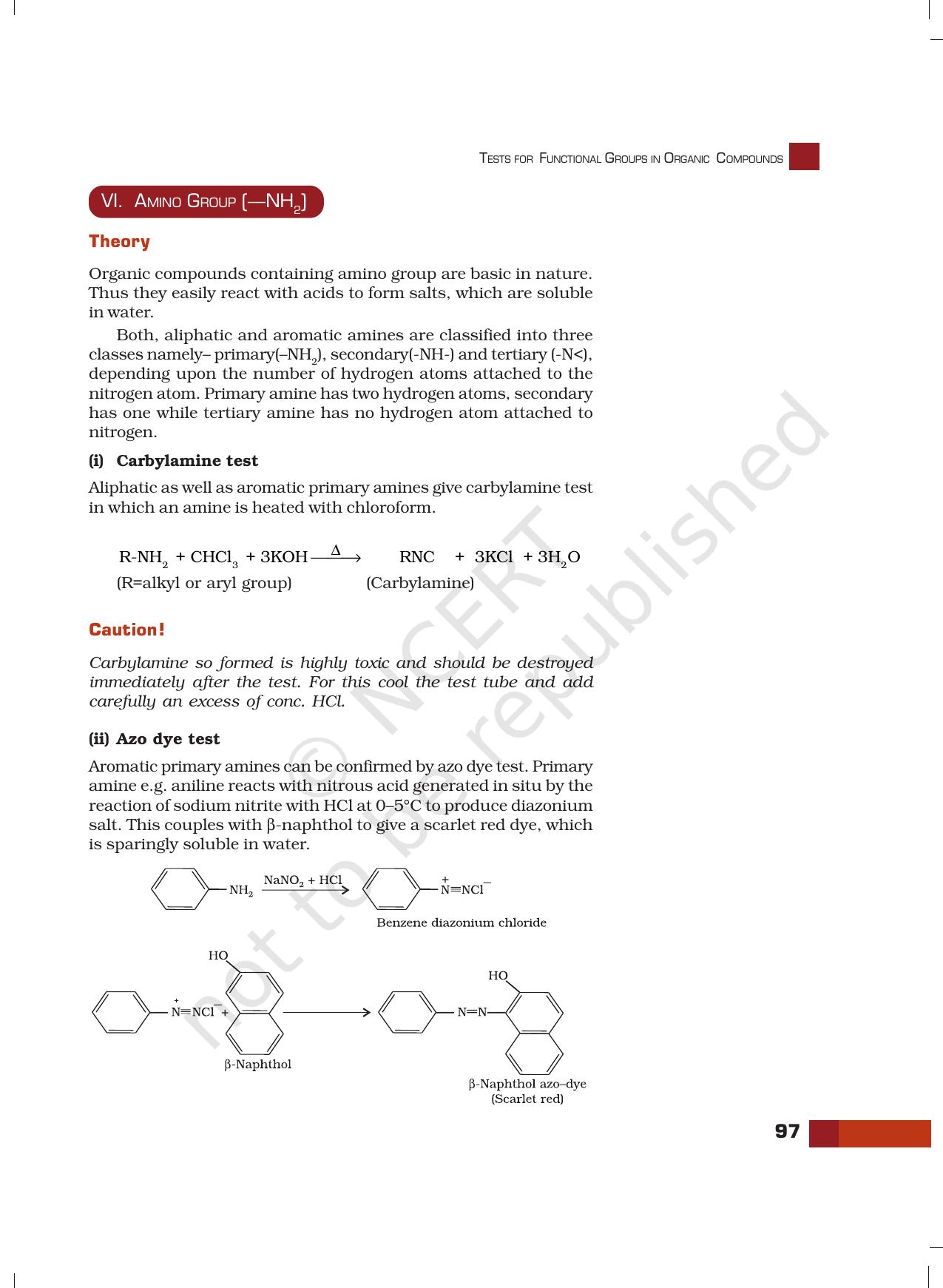 NCERT Laboratory Manuals for Class XII Chemistry - Unit 8 (Tests for Functional Groups in Organic Compounds) - Page 12