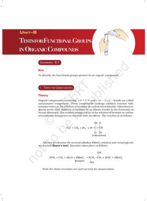 NCERT Laboratory Manuals for Class XII Chemistry - Unit 8 (Tests for Functional Groups in Organic Compounds)