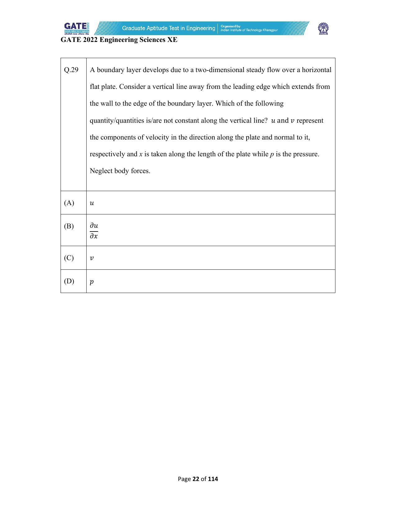 GATE 2022 Engineering Sciences (XE) Question Paper - Page 22