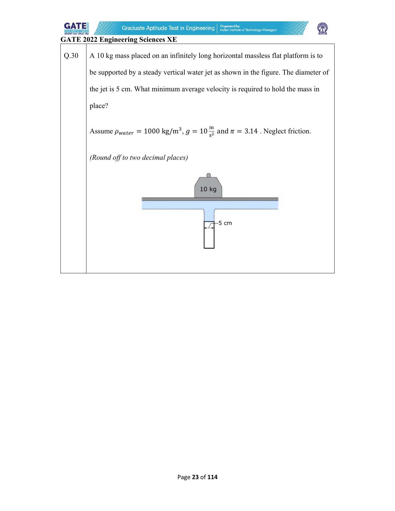GATE 2022 Engineering Sciences (XE) Question Paper - Page 23