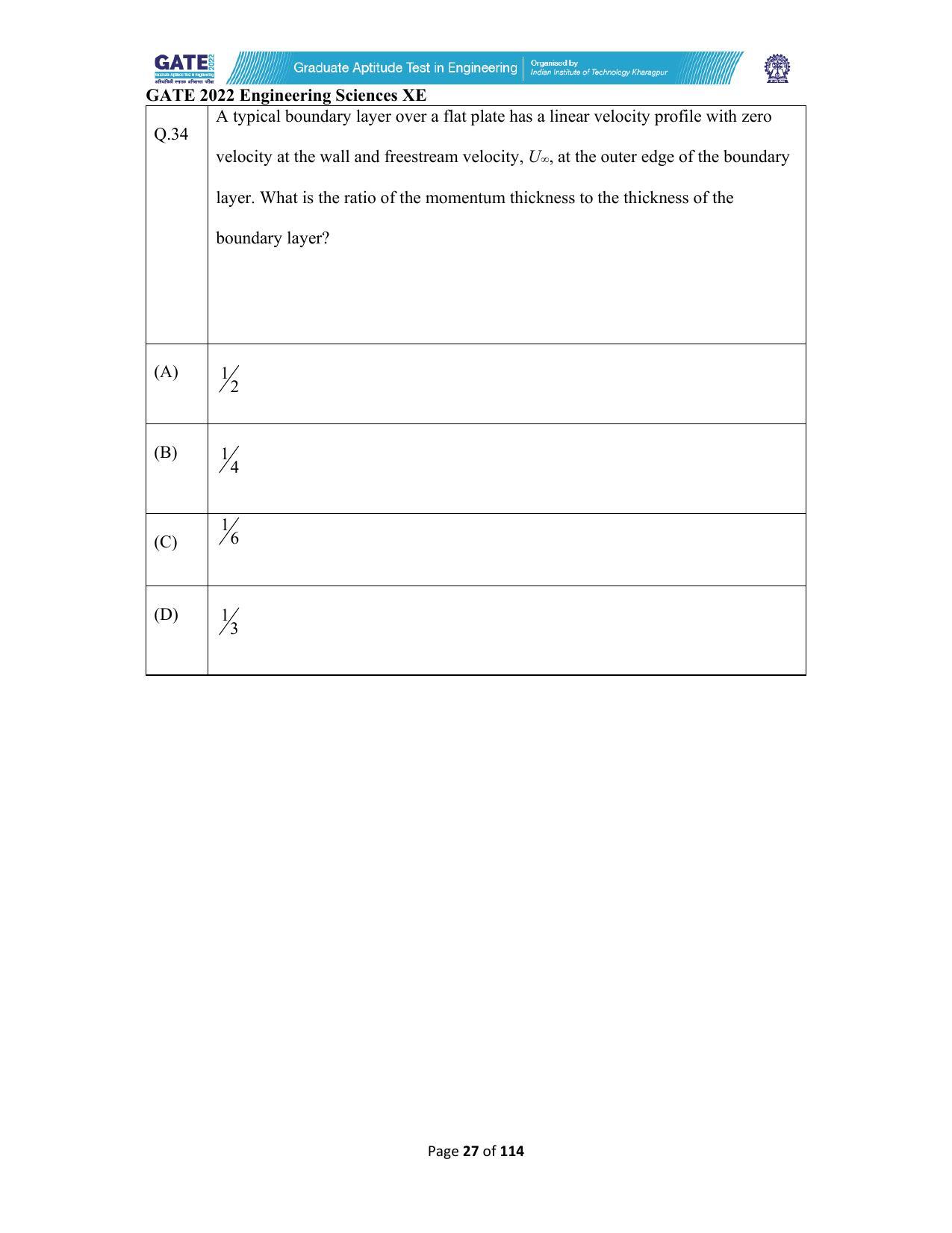 GATE 2022 Engineering Sciences (XE) Question Paper - Page 27