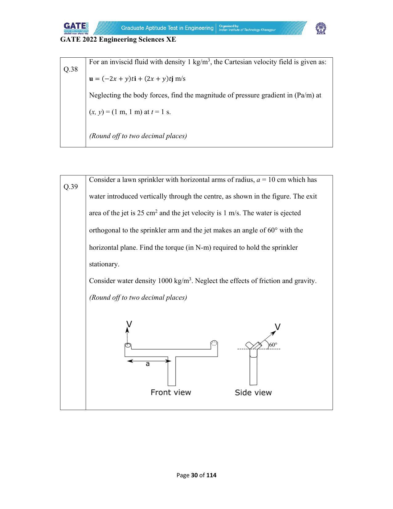 GATE 2022 Engineering Sciences (XE) Question Paper - Page 30