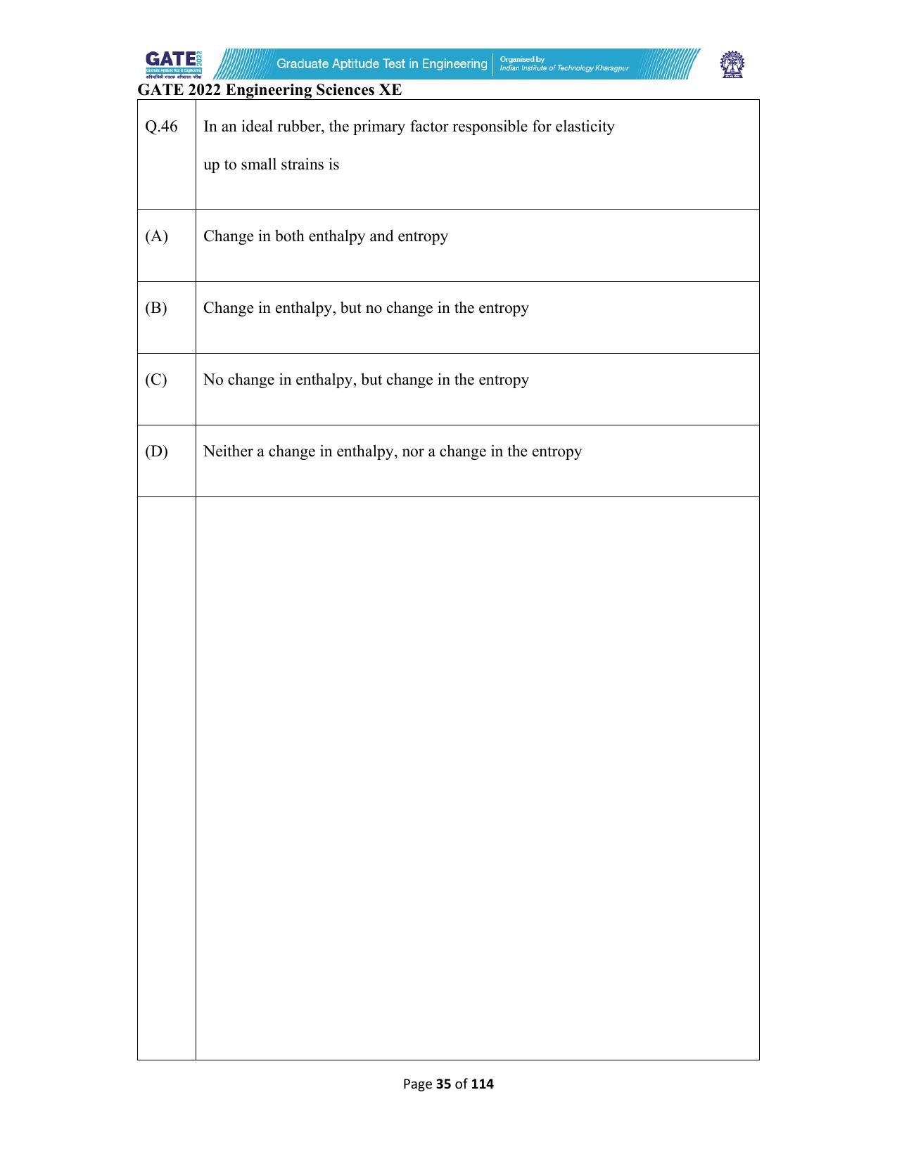 GATE 2022 Engineering Sciences (XE) Question Paper - Page 35