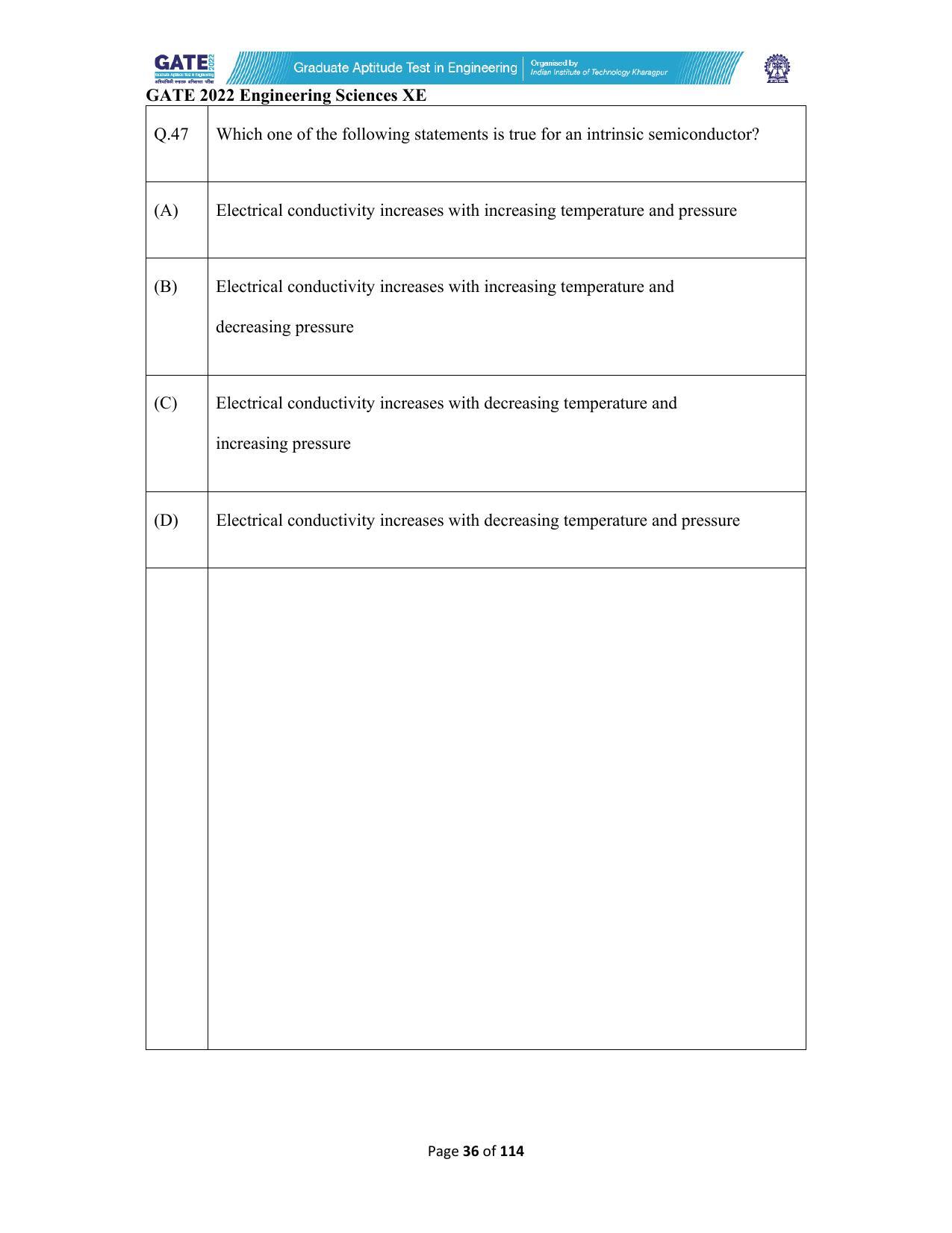 GATE 2022 Engineering Sciences (XE) Question Paper - Page 36