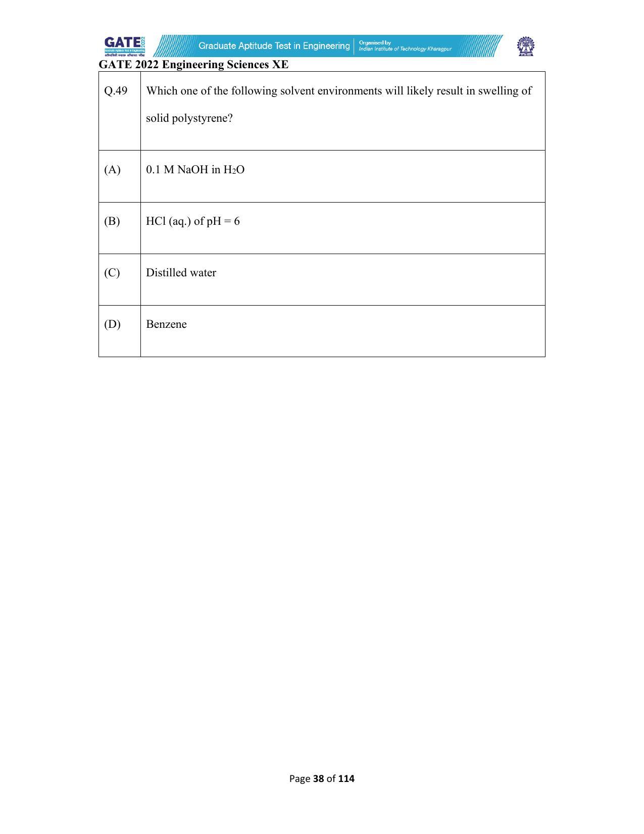 GATE 2022 Engineering Sciences (XE) Question Paper - Page 38