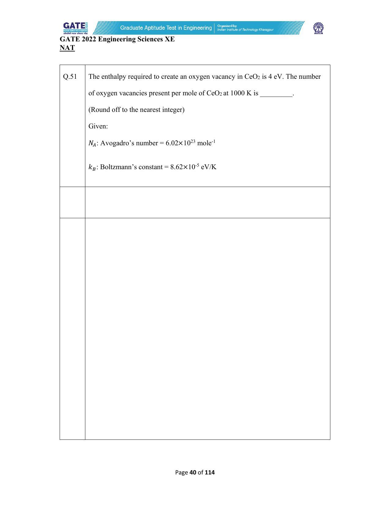 GATE 2022 Engineering Sciences (XE) Question Paper - Page 40