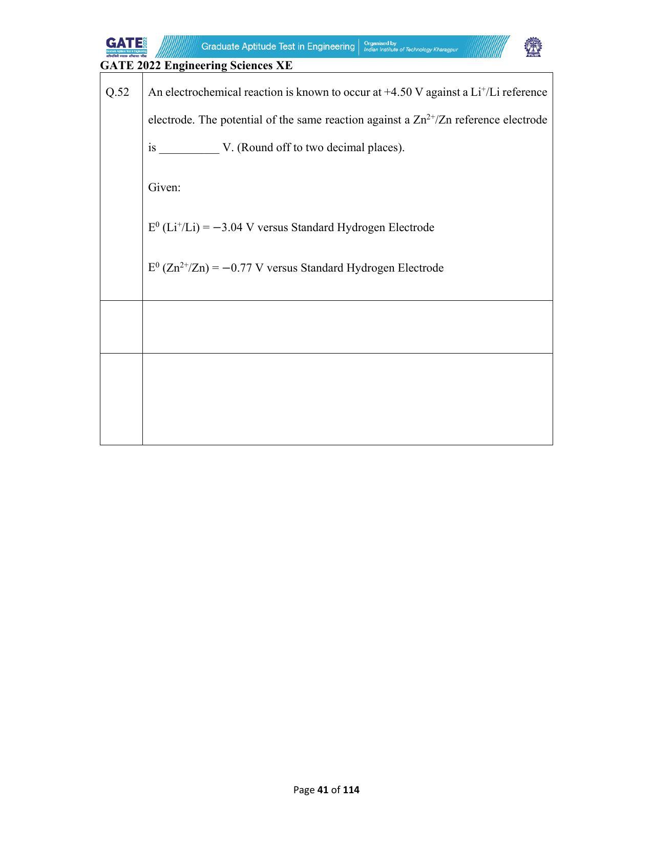 GATE 2022 Engineering Sciences (XE) Question Paper - Page 41