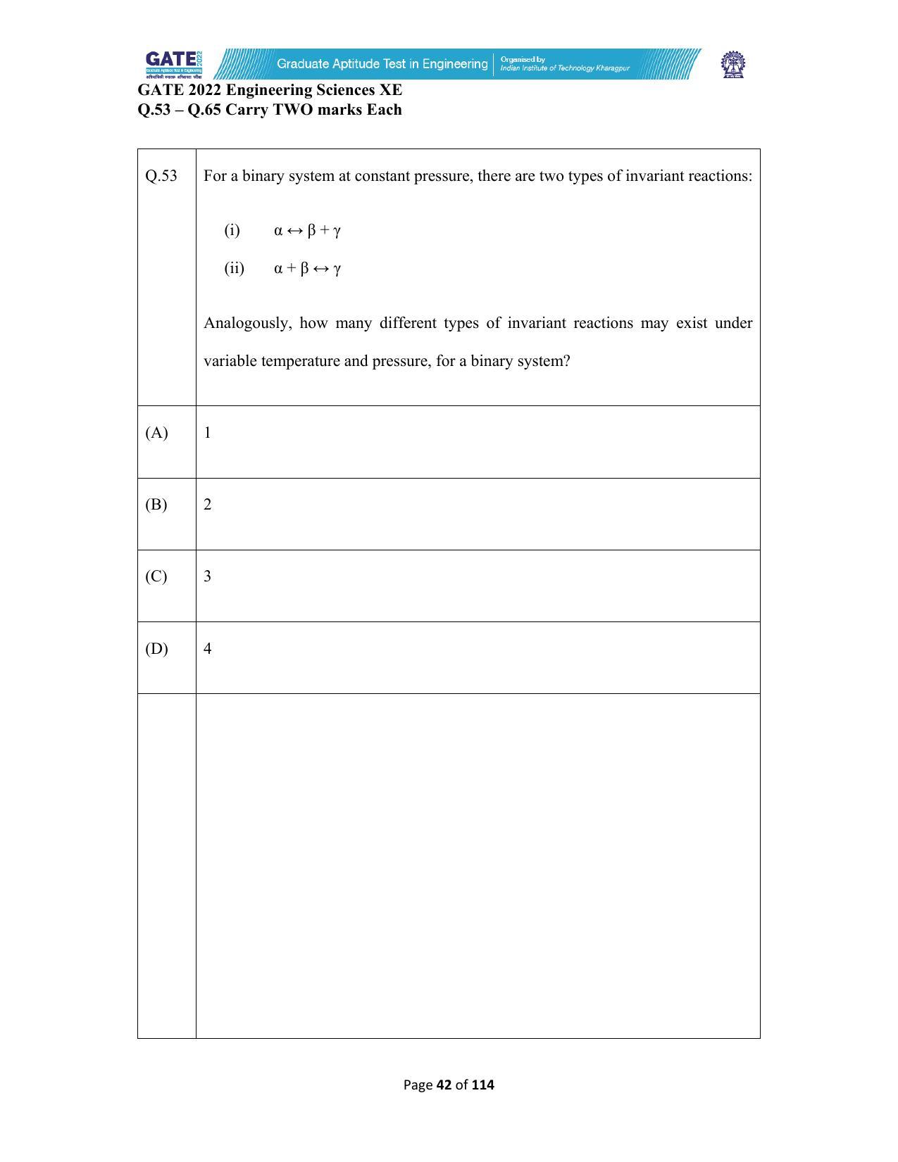 GATE 2022 Engineering Sciences (XE) Question Paper - Page 42
