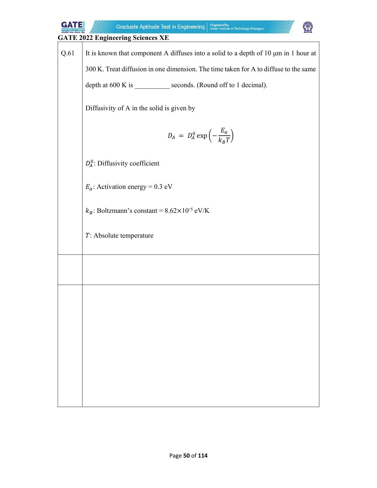 GATE 2022 Engineering Sciences (XE) Question Paper - Page 50