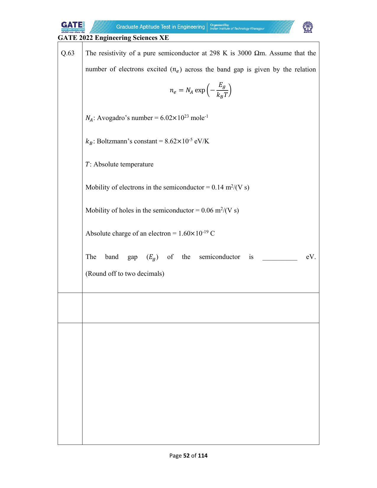 GATE 2022 Engineering Sciences (XE) Question Paper - Page 52