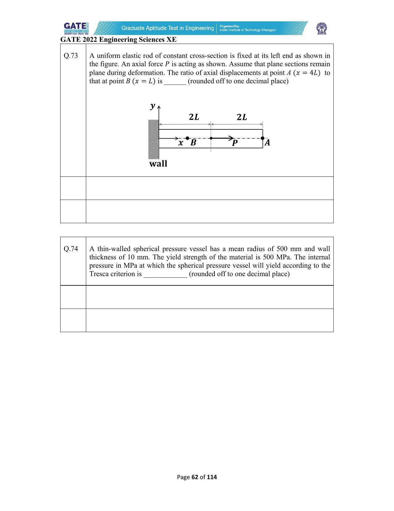 GATE 2022 Engineering Sciences (XE) Question Paper - Page 62