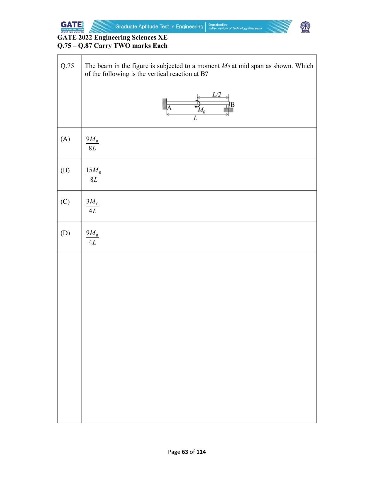 GATE 2022 Engineering Sciences (XE) Question Paper - Page 63